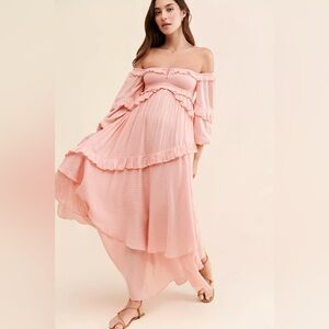 Spell & The Gypsy Clementine Mermaid Maxi Dress — Pink Ruffle Boho Cottagecore